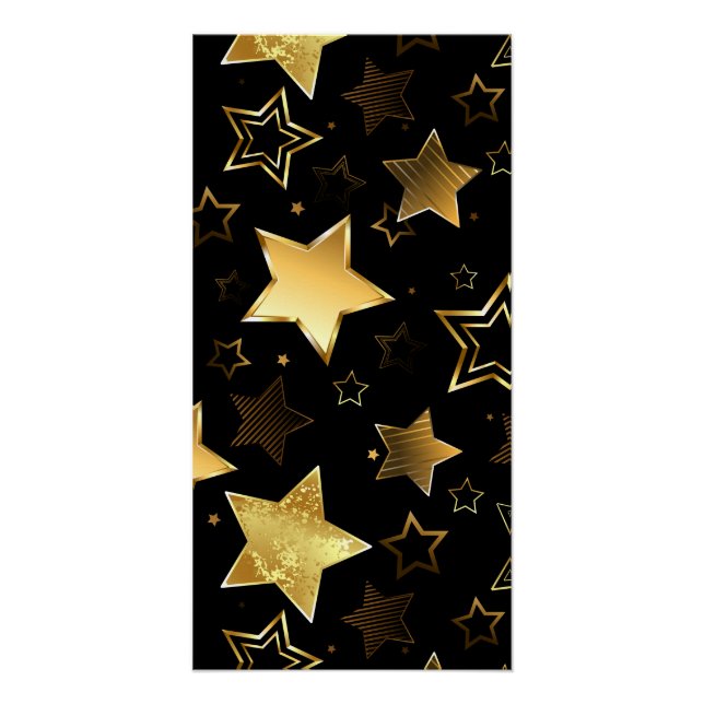 Poster Motif sans couture avec étoiles d'or (Devant)