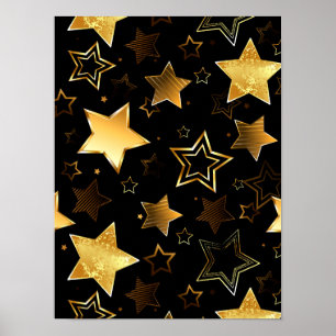 Poster Motif sans couture avec étoiles d'or