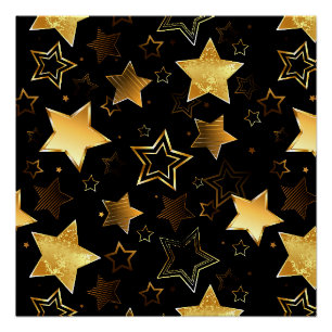 Poster Motif sans couture avec étoiles d'or