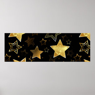 Poster Motif sans couture avec étoiles d'or