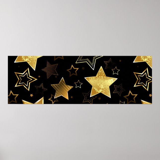 Poster Motif sans couture avec étoiles d'or (Devant)