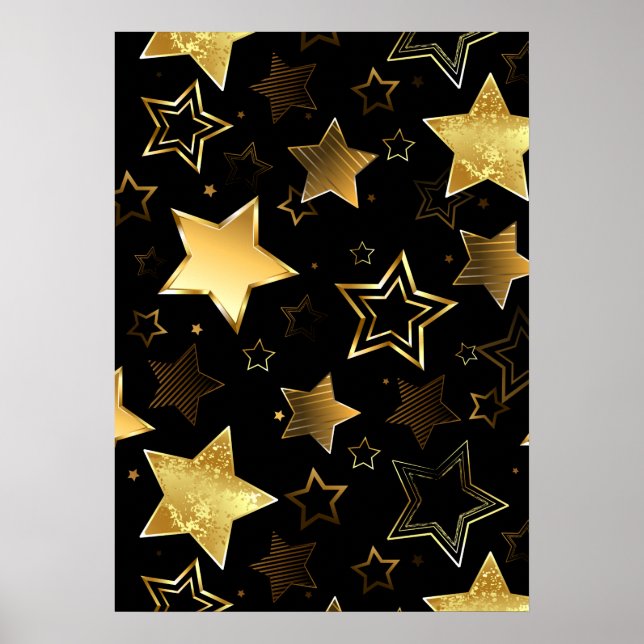 Poster Motif sans couture avec étoiles d'or (Devant)