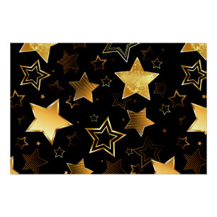 Poster Motif sans couture avec étoiles d'or