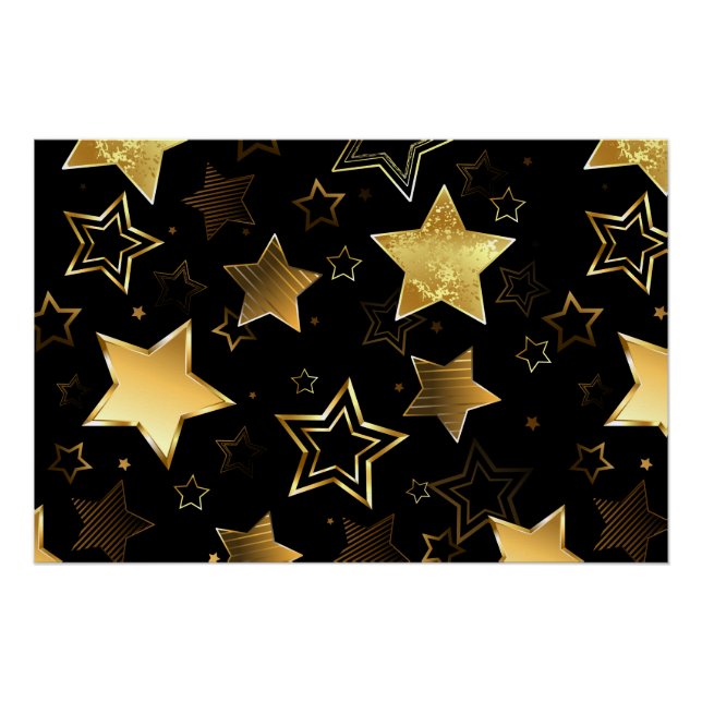Poster Motif sans couture avec étoiles d'or (Devant)