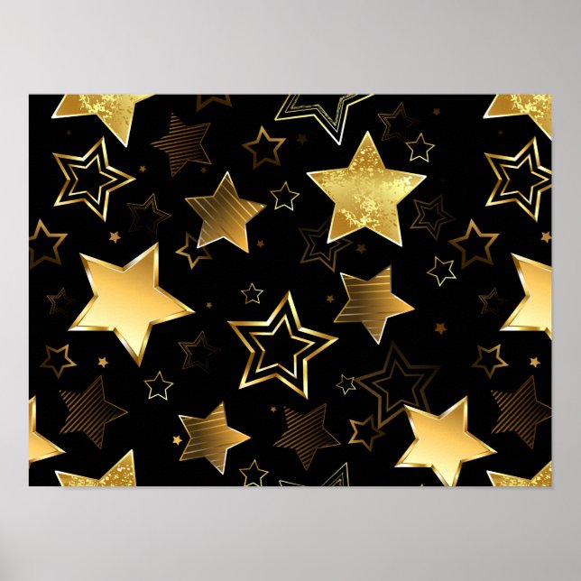 Poster Motif sans couture avec étoiles d'or (Devant)