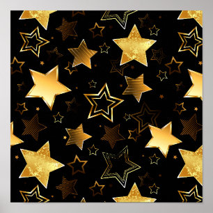 Poster Motif sans couture avec étoiles d'or