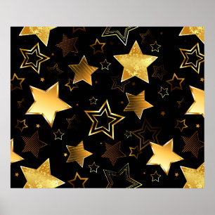 Poster Motif sans couture avec étoiles d'or