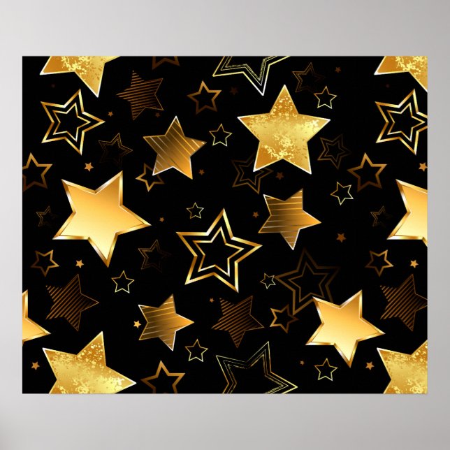 Poster Motif sans couture avec étoiles d'or (Devant)