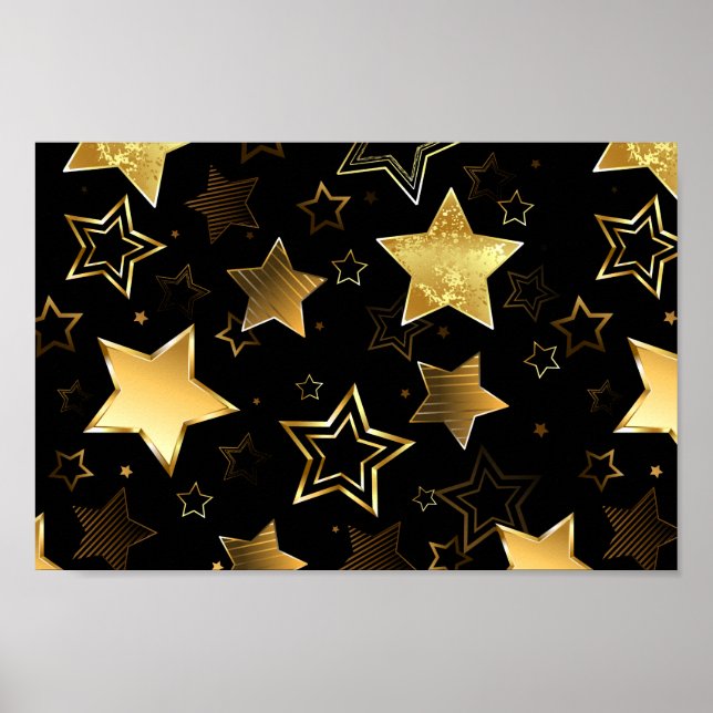 Poster Motif sans couture avec étoiles d'or (Devant)