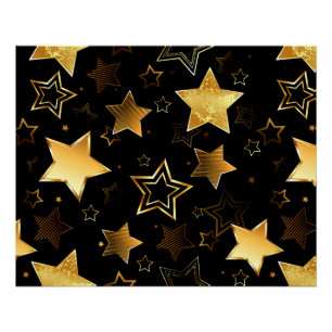 Poster Motif sans couture avec étoiles d'or
