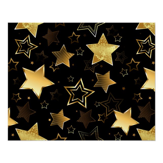 Poster Motif sans couture avec étoiles d'or (Devant)