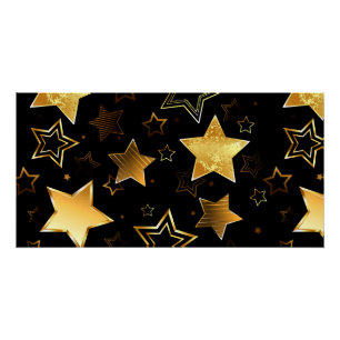 Poster Motif sans couture avec étoiles d'or