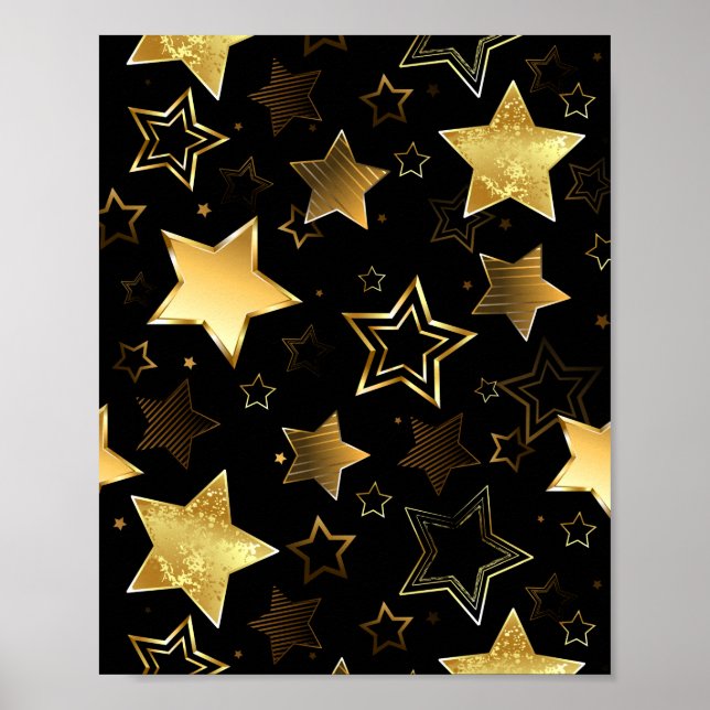 Poster Motif sans couture avec étoiles d'or (Devant)