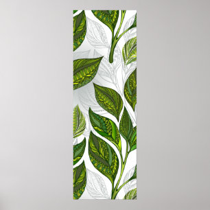 Poster Motif sans couture avec Feuilles de thé vert