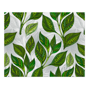Poster Motif sans couture avec Feuilles de thé vert