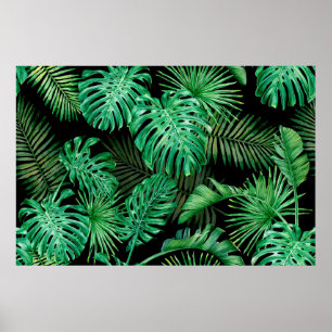 Poster Motif sans couture avec feuilles tropicaux sur un 