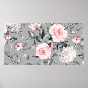 Poster Motif sans couture avec fleurs de printemps et feu