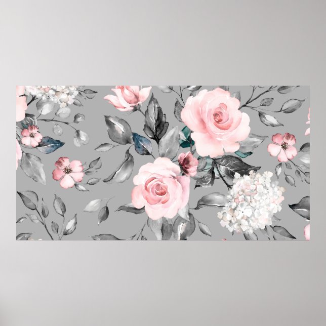 Poster Motif sans couture avec fleurs de printemps et feu (Devant)