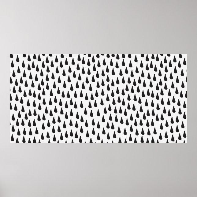 Poster Motif sans couture avec gouttes de pluie en noir s (Devant)