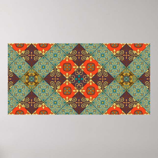 Poster Motif sans couture avec tuiles portugaises en tala (Devant)