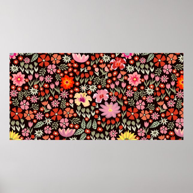 Poster Motif sans couture avec tulipe de tournesol (Devant)