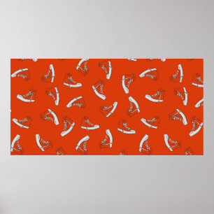 Poster motif sans couture basket sur arrière - plan rouge