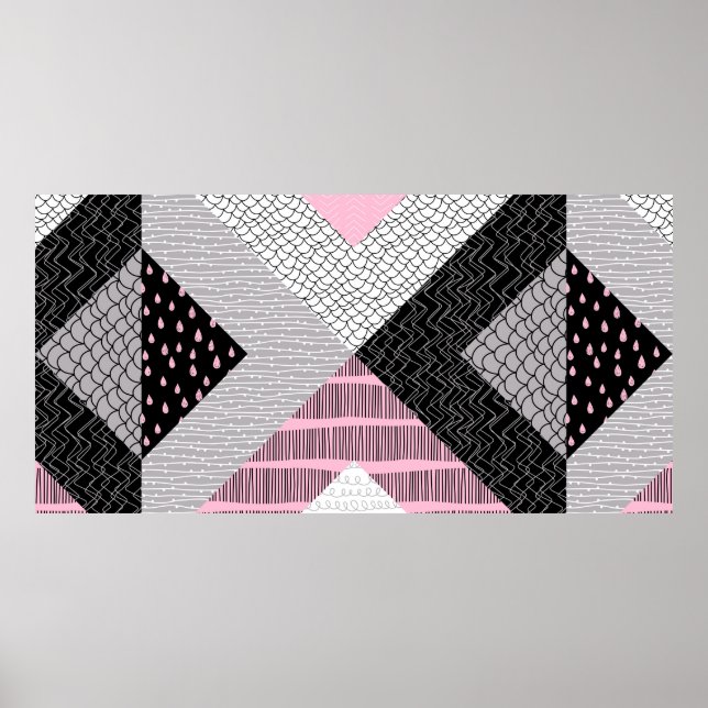 Poster Motif sans couture, carreaux patchwork. Dessin à m (Devant)