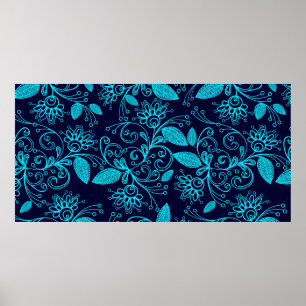 Poster Motif sans couture de couleur bleue abstraite sur