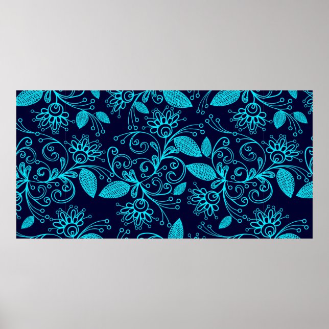 Poster Motif sans couture de couleur bleue abstraite sur 