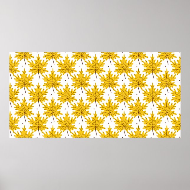 Poster Motif sans couture de feuilles d'érable jaune doré (Devant)
