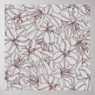 Poster Motif sans couture de fleurs de lys vintage. Main 