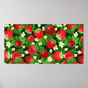 Poster motif sans couture de fraise vintage. Arrière - pl