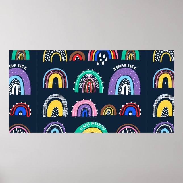 Poster Motif sans couture décorative avec fleur de fraise (Devant)