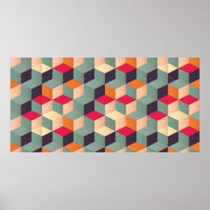 Poster Motif sans couture géométrique avec carrés colo