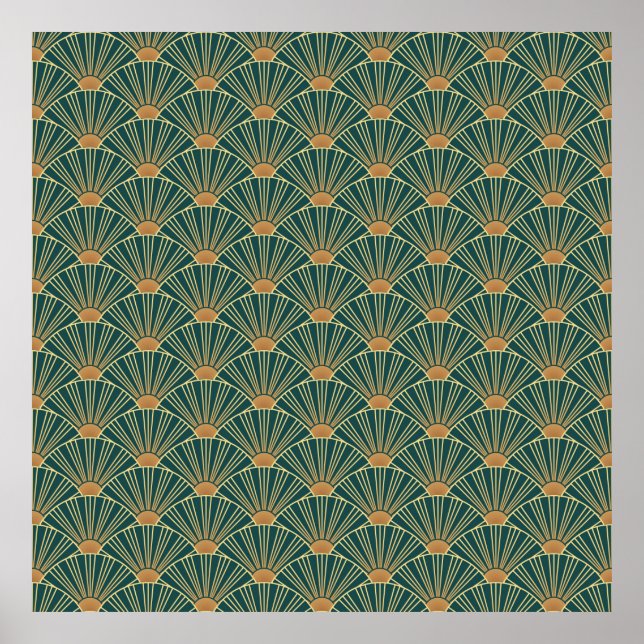 Poster Motif sans couture géométrique avec lignes dorées. (Devant)