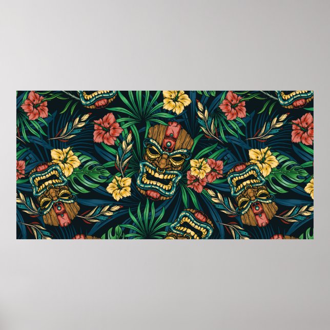 Poster Motif sans couture Hawaiian tropical avec t (Devant)