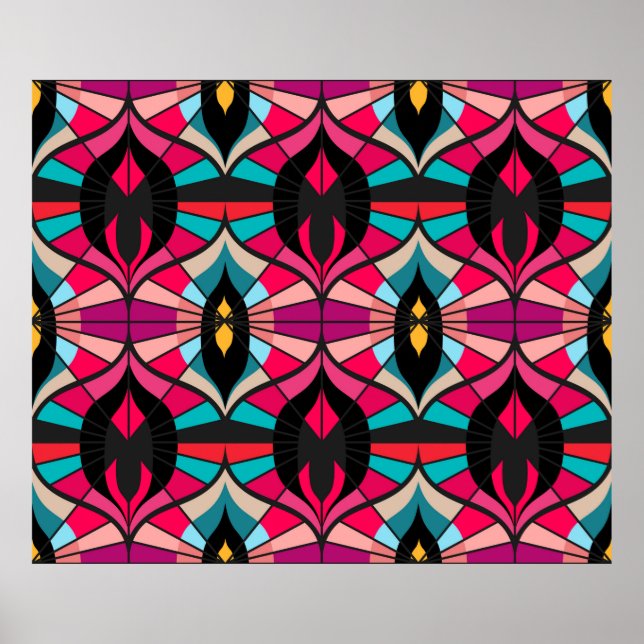 Poster Motif sans couture rétro dans le style des années  (Devant)