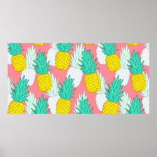 Poster Motif sans couture tropicale aux ananas exotiques.