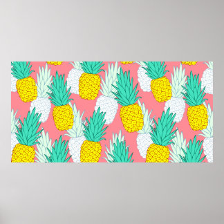 Poster Motif sans couture tropicale aux ananas exotiques.