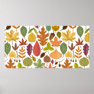 Poster Motif sans couture vintage de feuilles d'automne s