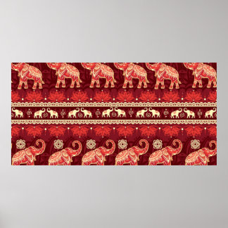 Poster Motif sans joint avec éléphants