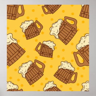 Poster Motif sans joint avec Mugsbeer en mousse de bois,