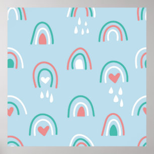 Poster Motif sans soudure à main de Bohême avec arc-en-ci