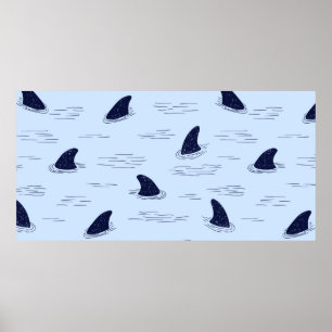 Poster Motif sans soudure à nageoires de requin.