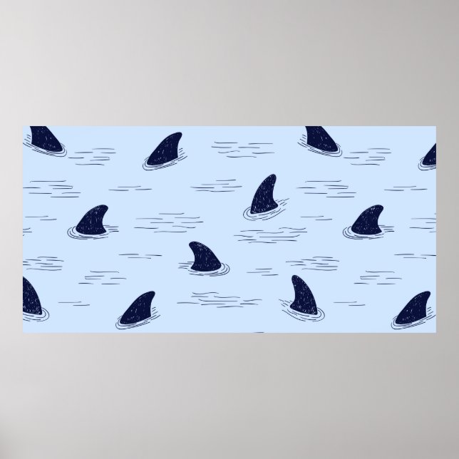 Poster Motif sans soudure à nageoires de requin. (Devant)