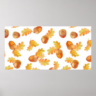 Poster motif sans soudure automne avec feuilles en chêne 