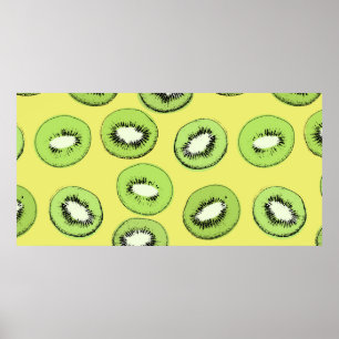 Poster Motif sans soudure aux fruits Kiwi, arrière - plan