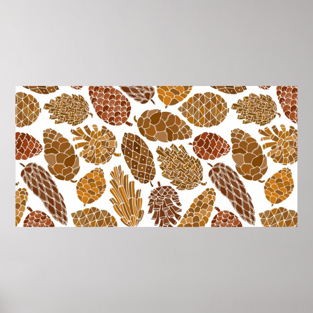 Poster Motif sans soudure cônes de pin (Devant)