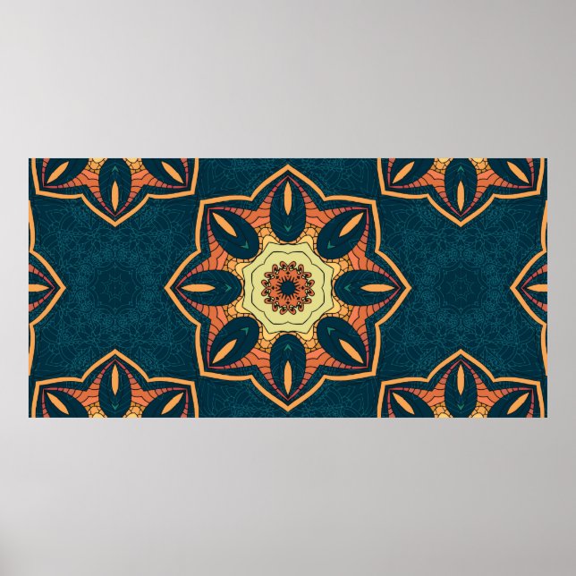 Poster Motif sans soudure ethnique avec mandala. illustra (Devant)