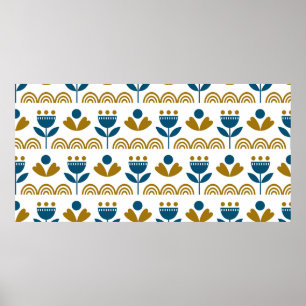Poster motif scandinave d'art populaire sans couture vint